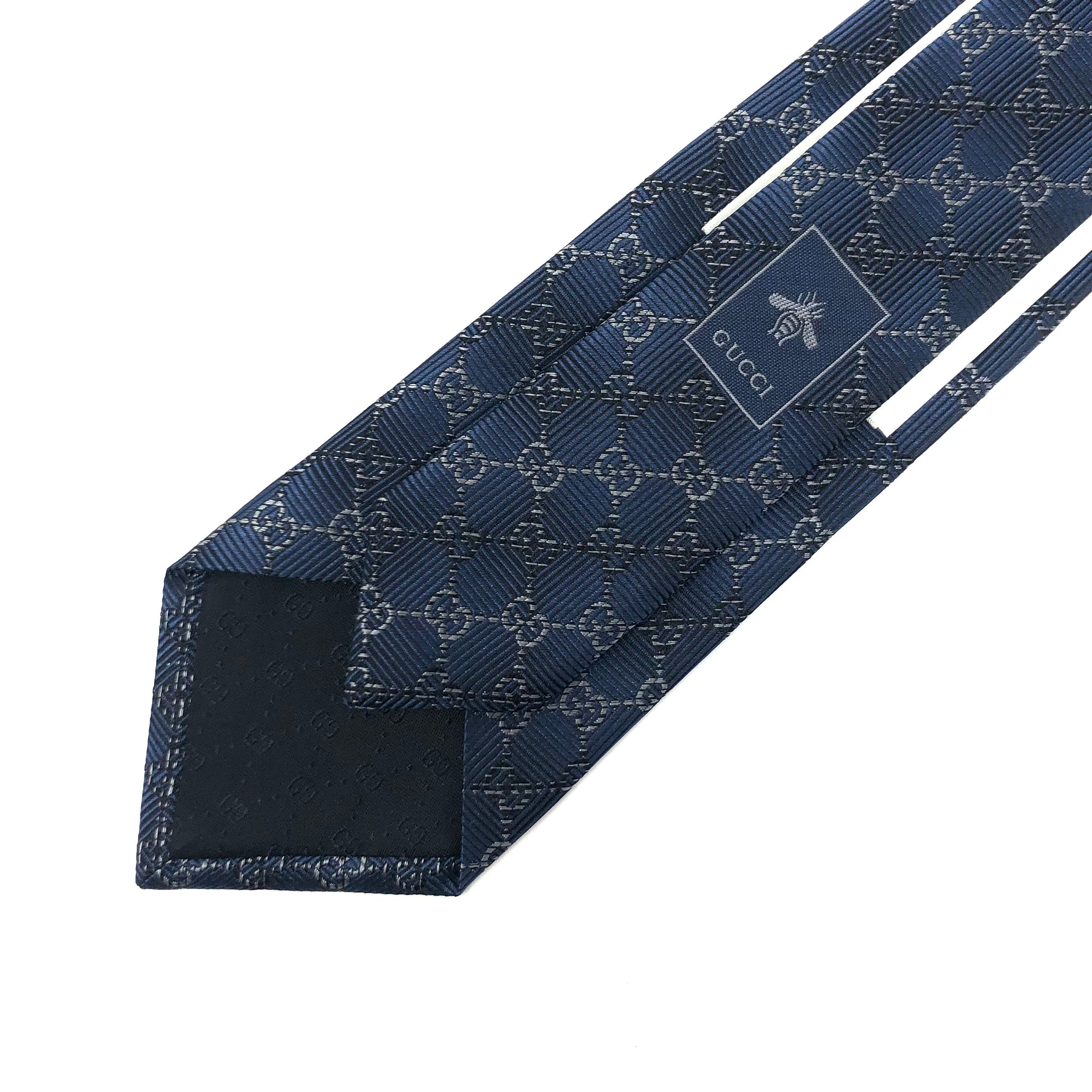 GG Bees Silk Tie in Blue - Gucci