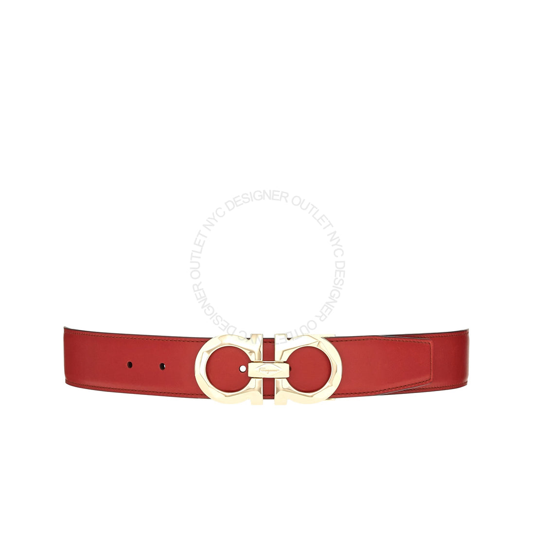 Ferragamo Black/Red Leather Adjustable Belt