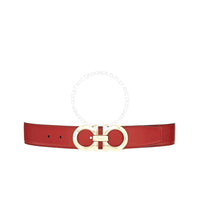 Ferragamo Black/Red Leather Adjustable Belt