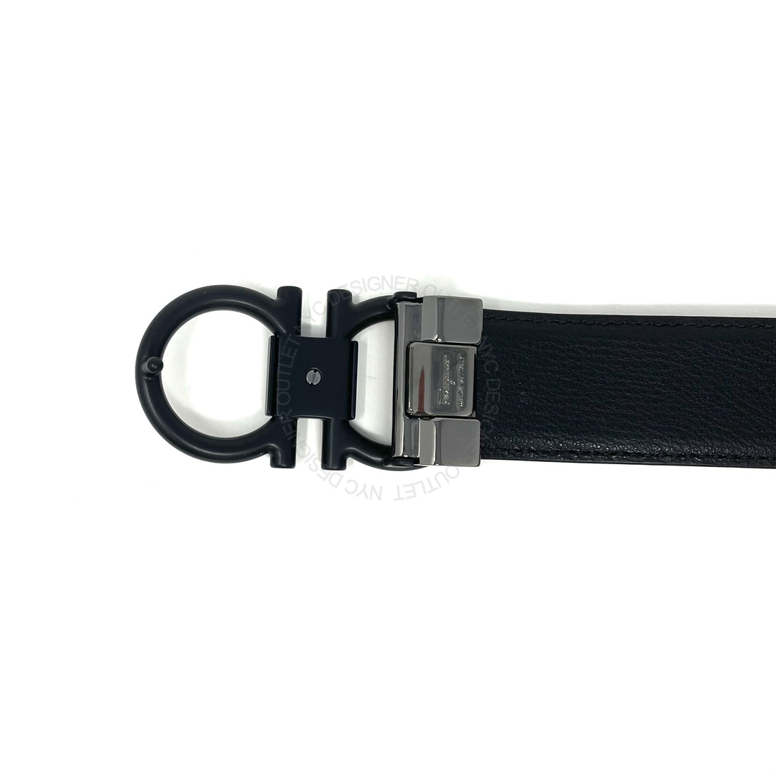 Ferragamo Black/Black Leather Adjustable belt