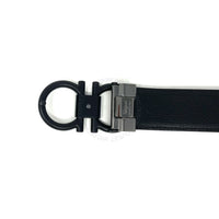 Ferragamo Black/Black Leather Adjustable belt