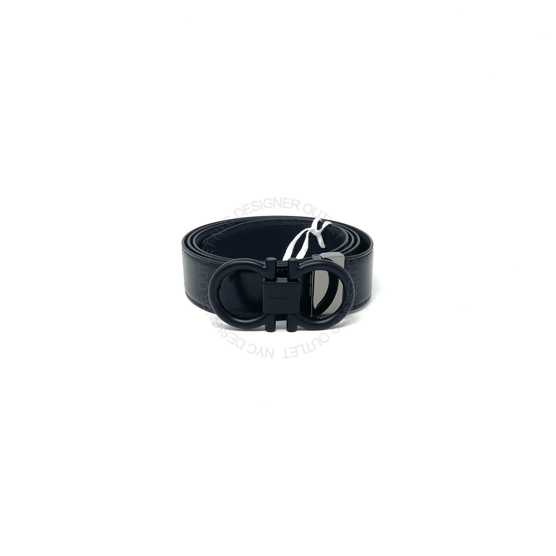 Ferragamo Black/Black Leather Adjustable belt