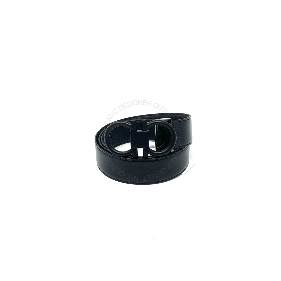 Ferragamo Black/Black Leather Adjustable belt