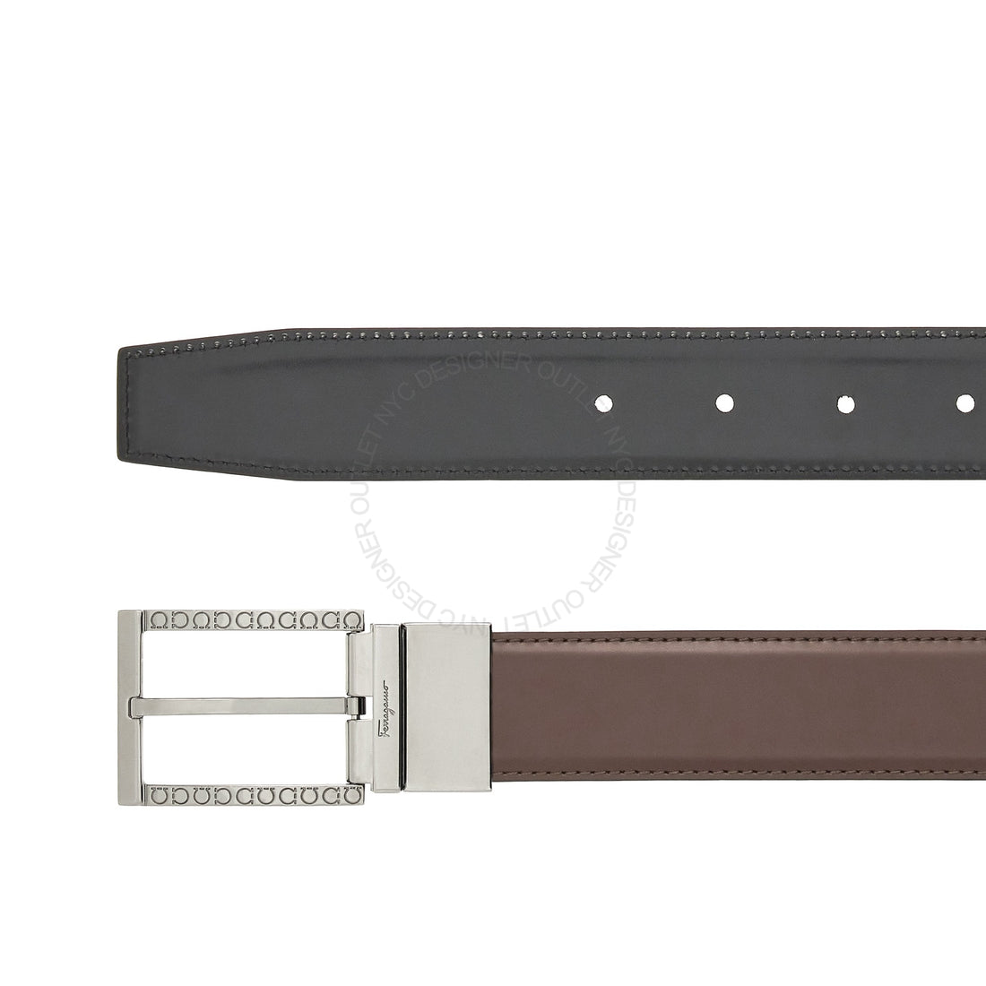 Ferragamo Black/Brown Leather Adjustable belt