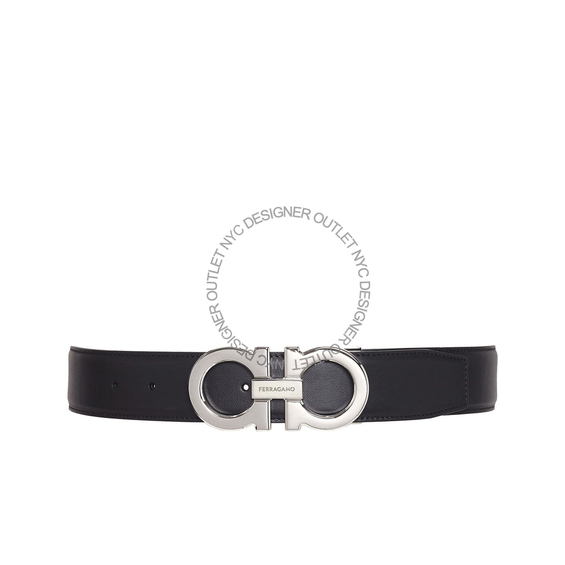 Ferragamo Black/Brown Leather Adjustable Belt
