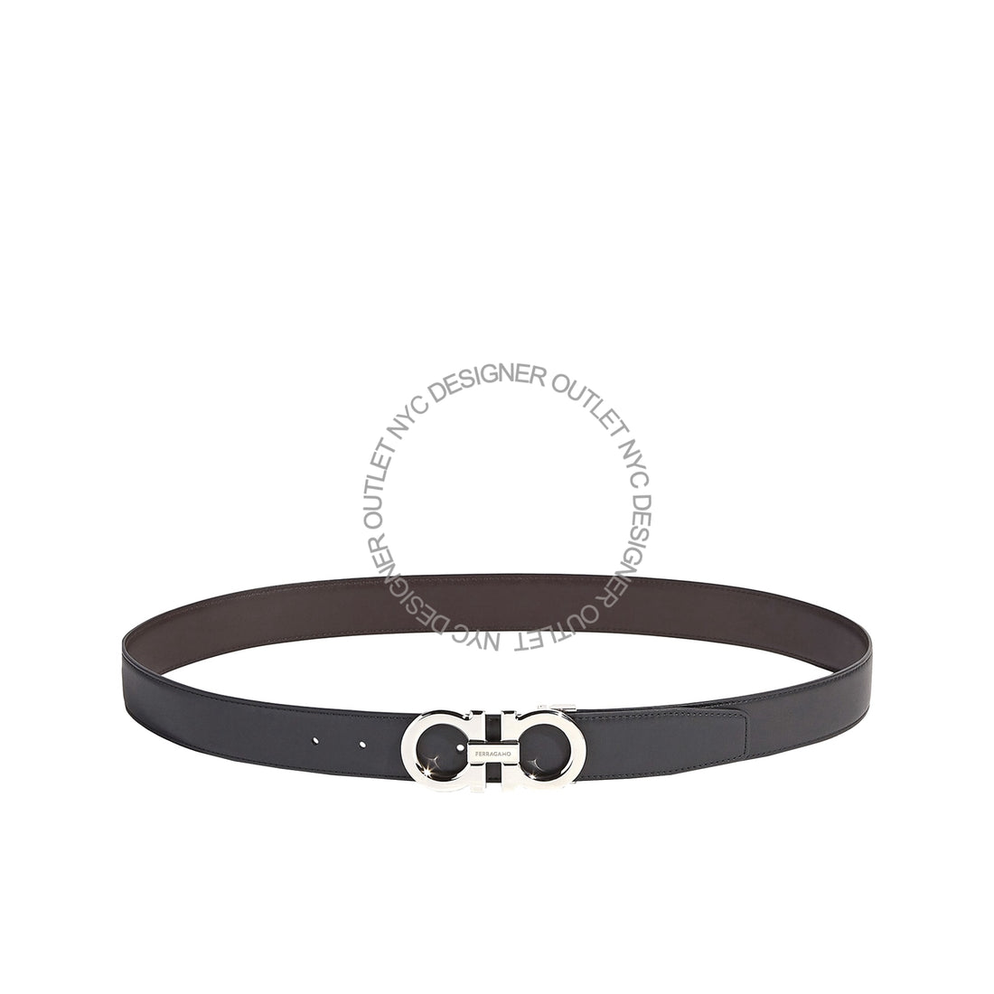 Ferragamo Black/Brown Leather Adjustable Belt