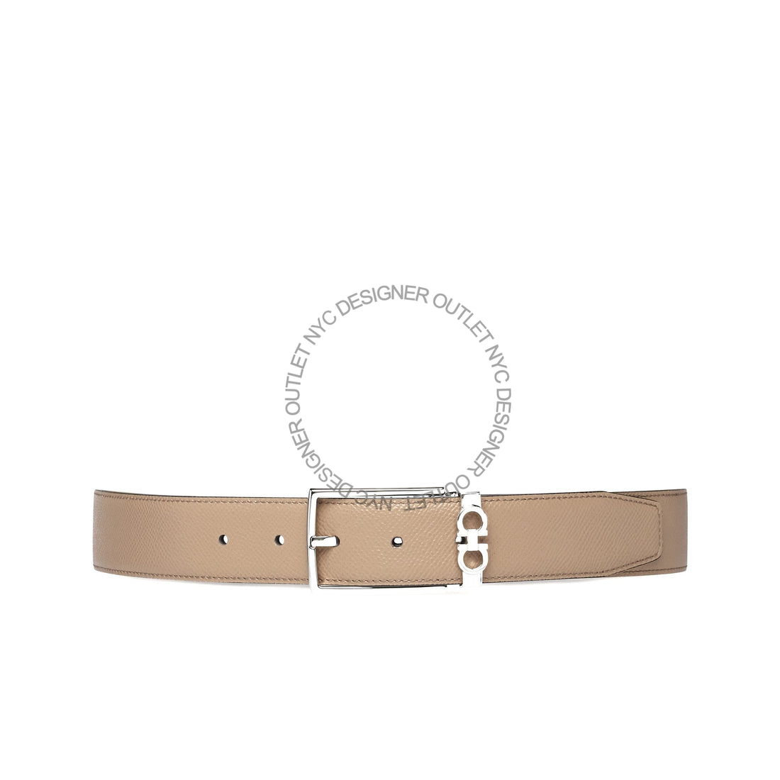 Ferragamo Black/Beige Leather Adjustable Belt