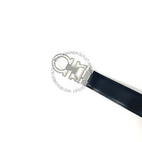 Ferragamo Black/Black Leather Adjustable Belt