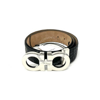 Ferragamo Black Leather Adjustable Belt