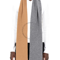 Person wearing a brown and gray scarf