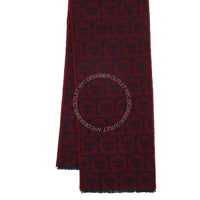 Maroon scarf with a pattern on a white background
