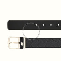 Ferragamo Black/Black Leather Adjustable and Reversible Belt
