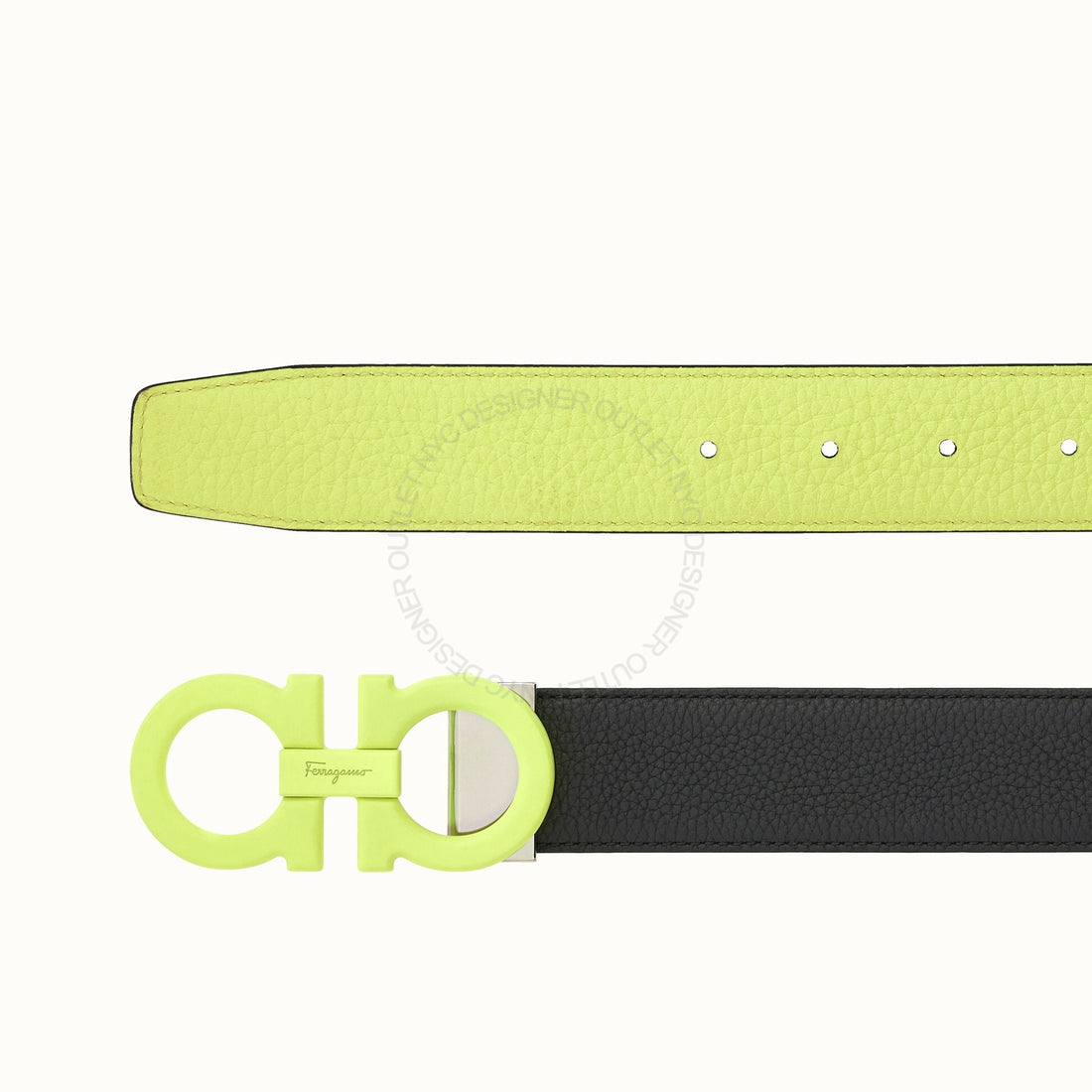 Ferragamo Black/Yellow Reversible Adjustable belt