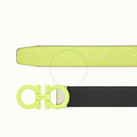 Ferragamo Black/Yellow Reversible Adjustable belt