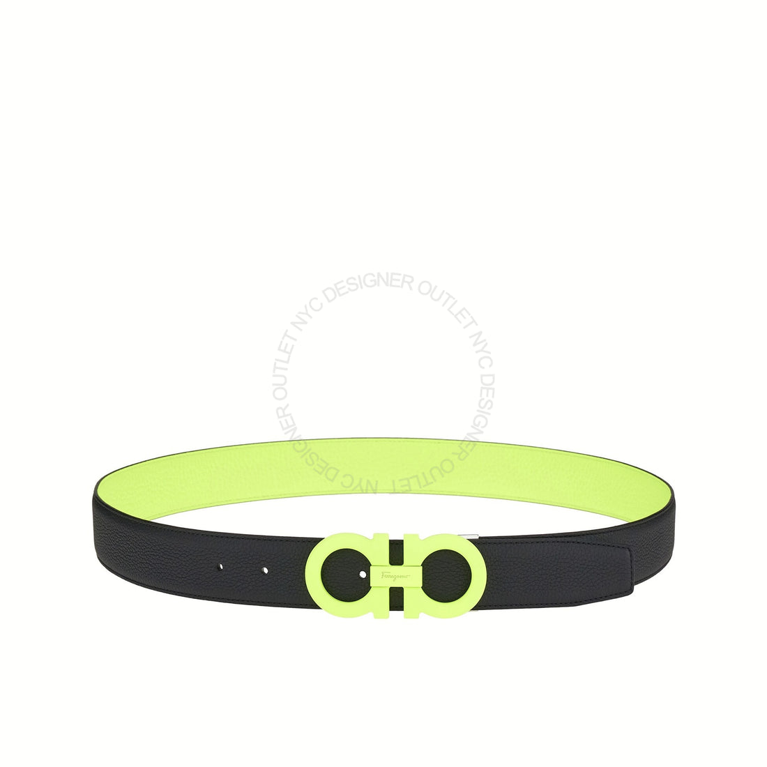 Ferragamo Black/Yellow Reversible Adjustable belt