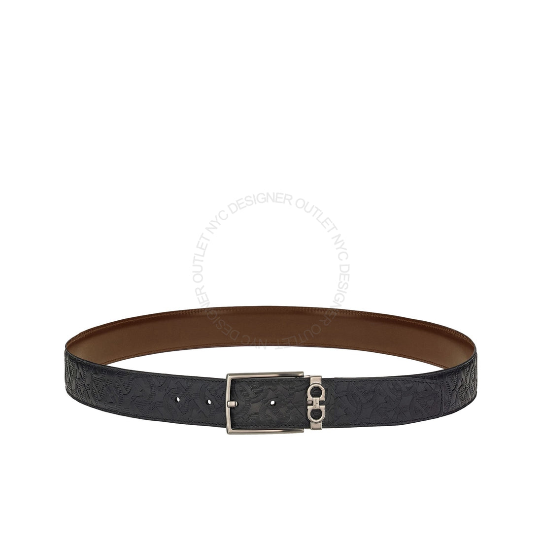 Ferragamo Black/Brown Leather Adjustable belt