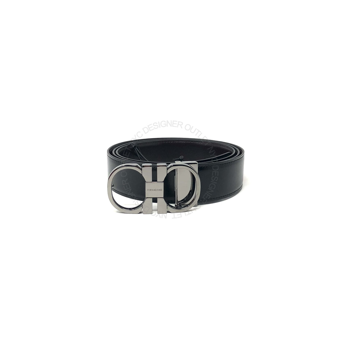 Ferragamo Black/Brown Leather Adjustable belt