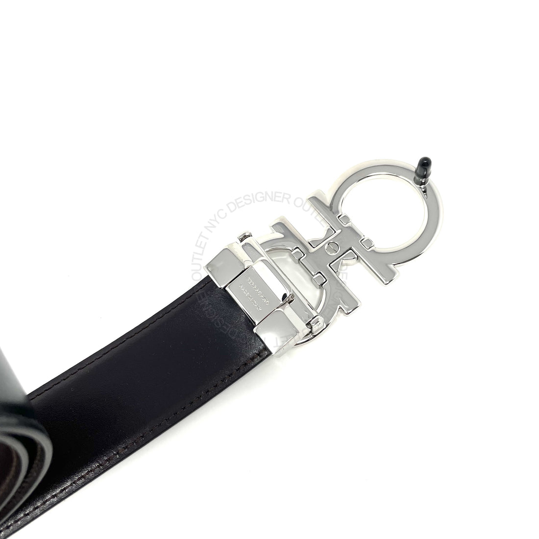 Ferragamo Black/Brown Leather Adjustable belt