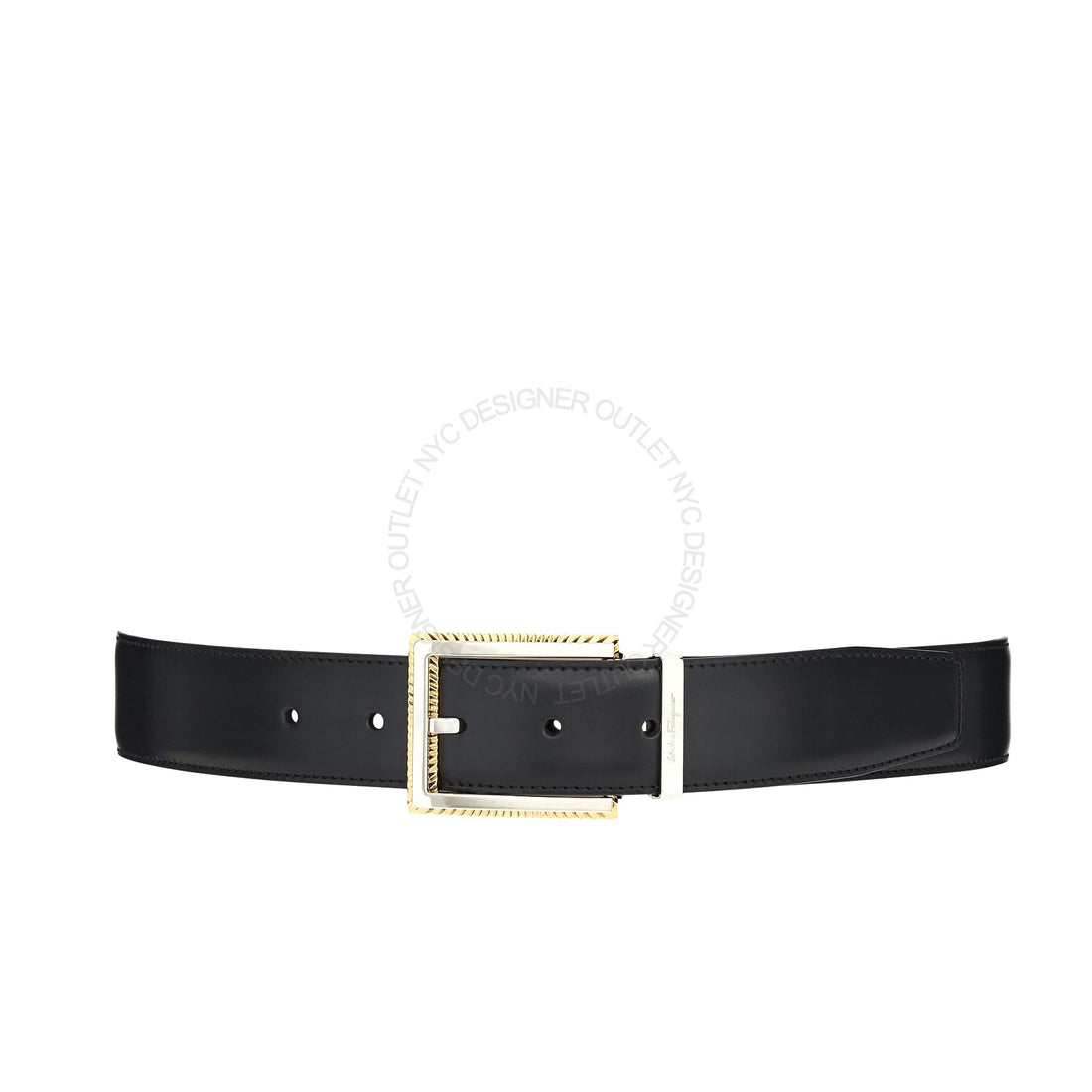 Ferragamo Black/Brown Leather Adjustable belt