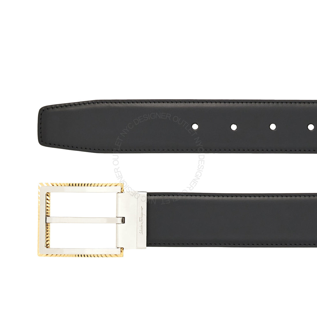 Ferragamo Black/Brown Leather Adjustable belt
