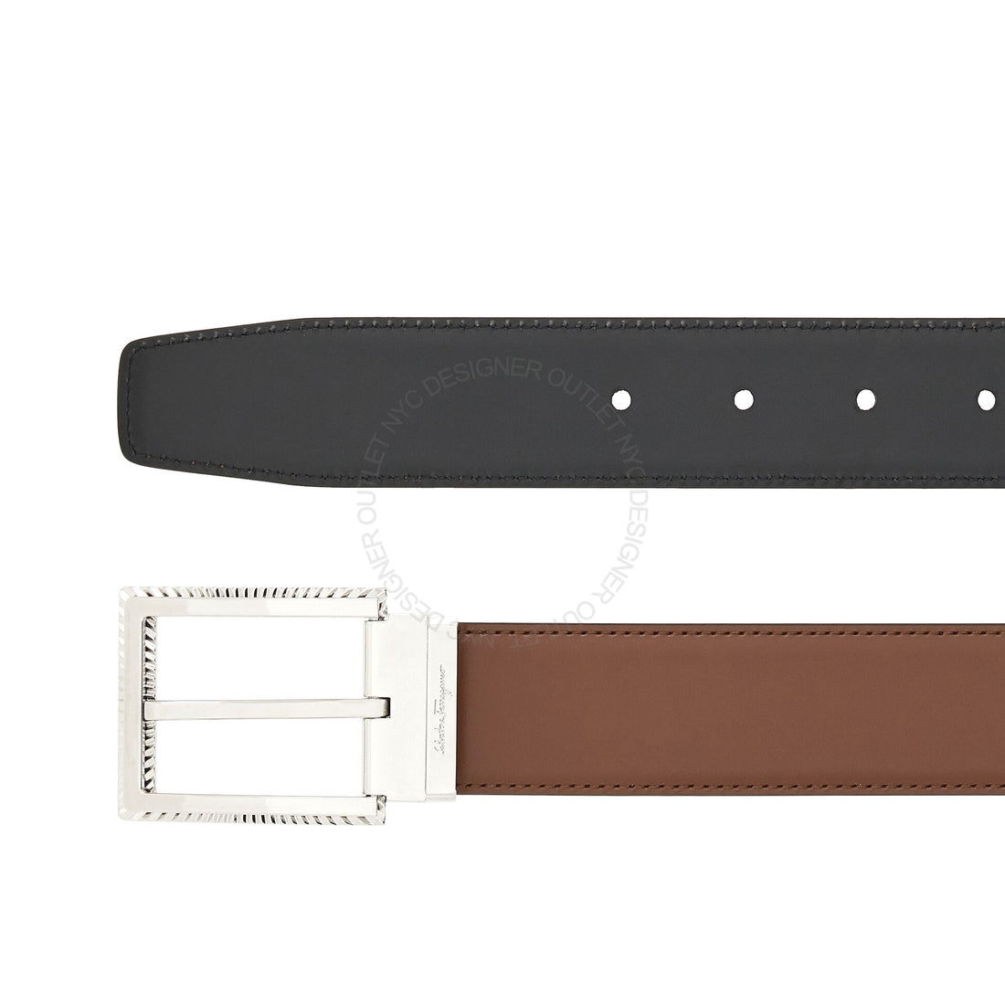 Ferragamo Black/Brown Leather Adjustable belt