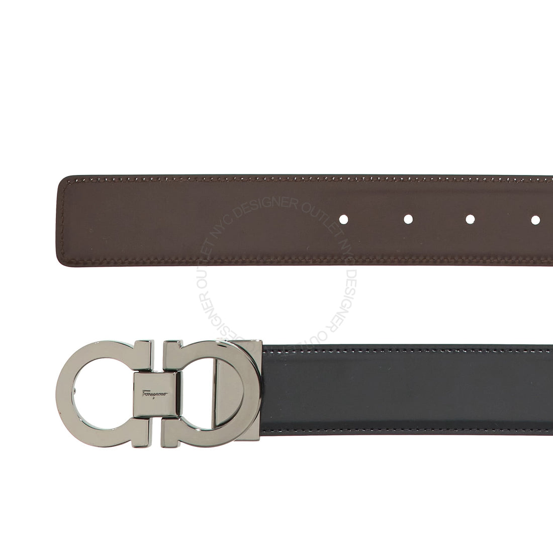 Ferragamo Black/Brown Leather Reversible Belt