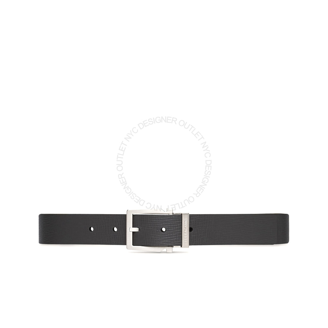 Ferragamo Black/Grey Leather Reversible Belt