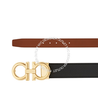 Ferragamo Black/Brown Leather Adjustable and Reversible Belt