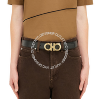 Ferragamo Black/Brown Leather Adjustable and Reversible Belt