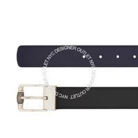 Ferragamo Black/Blue Leather Adjustable and Reversible Belt