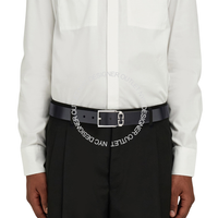 Ferragamo Black/Grey Leather Adjustable and Reversible Belt