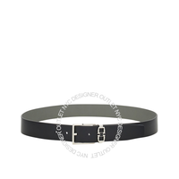 Ferragamo Black/Grey Leather Adjustable and Reversible Belt