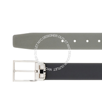 Ferragamo Black/Grey Leather Adjustable and Reversible Belt
