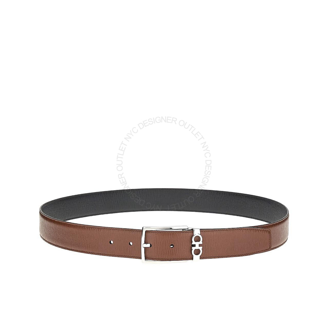 Ferragamo Black/Brown Leather Adjustable Belt