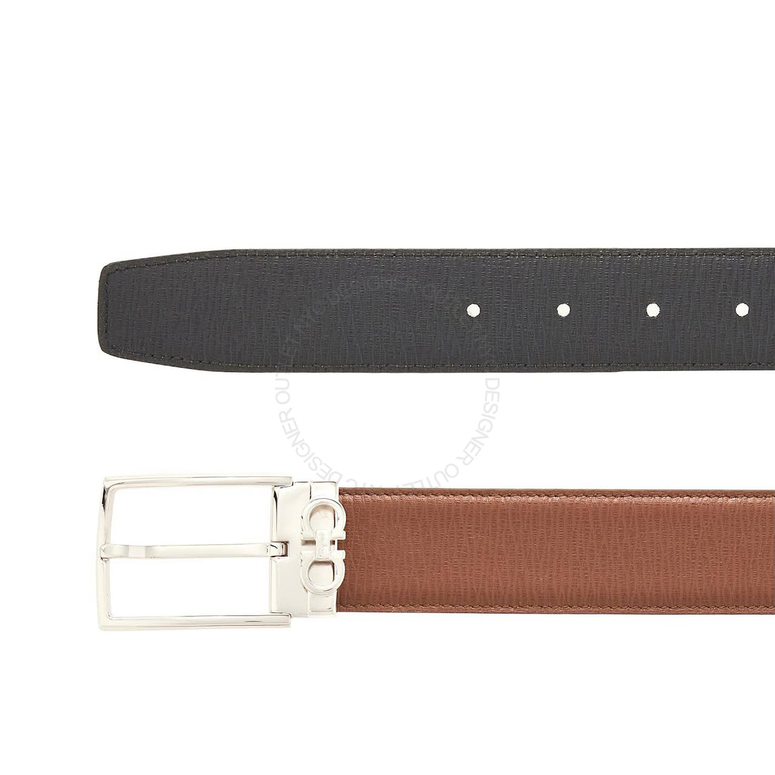 Ferragamo Black/Brown Leather Adjustable Belt