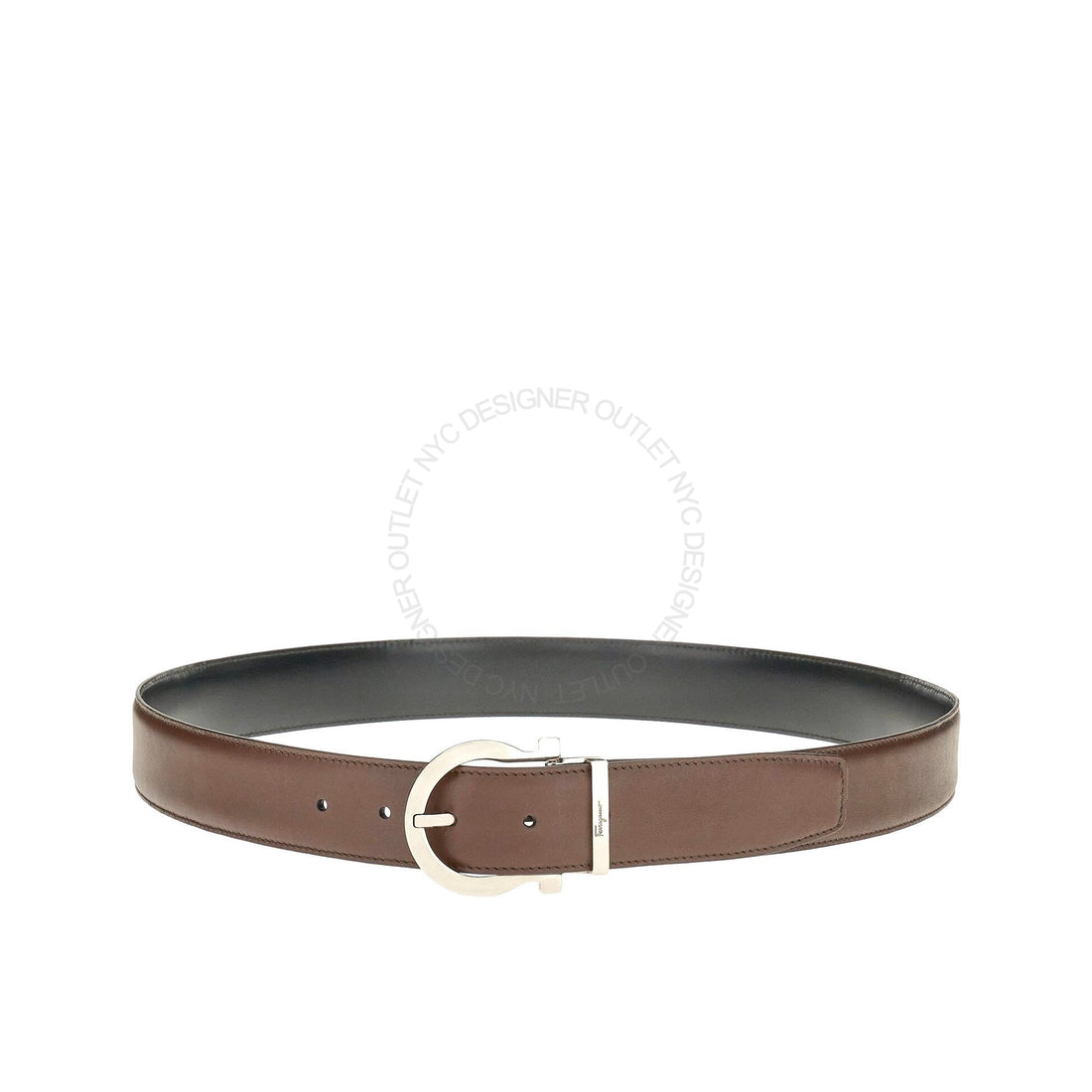 Ferragamo Black/Brown Leather Adjustable belt