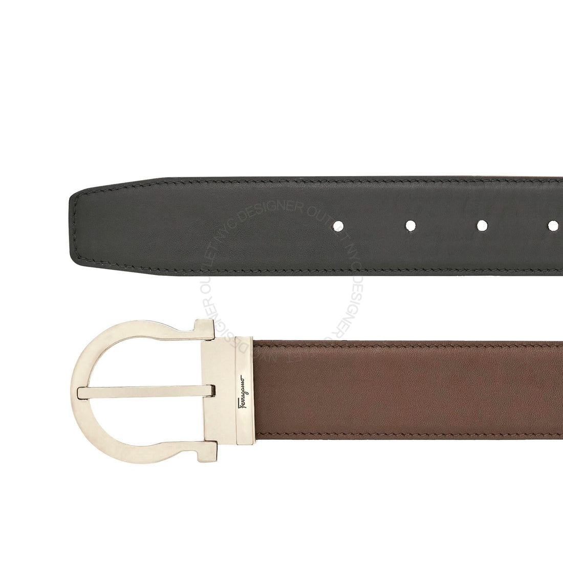 Ferragamo Black/Brown Leather Adjustable belt
