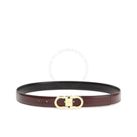 Ferragamo Black/Maroon Leather Adjustable belt
