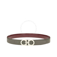 Ferragamo Grey/Maroon Leather Adjustable belt