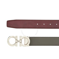 Ferragamo Grey/Maroon Leather Adjustable belt