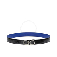 Ferragamo Black/Blue Leather Adjustable belt