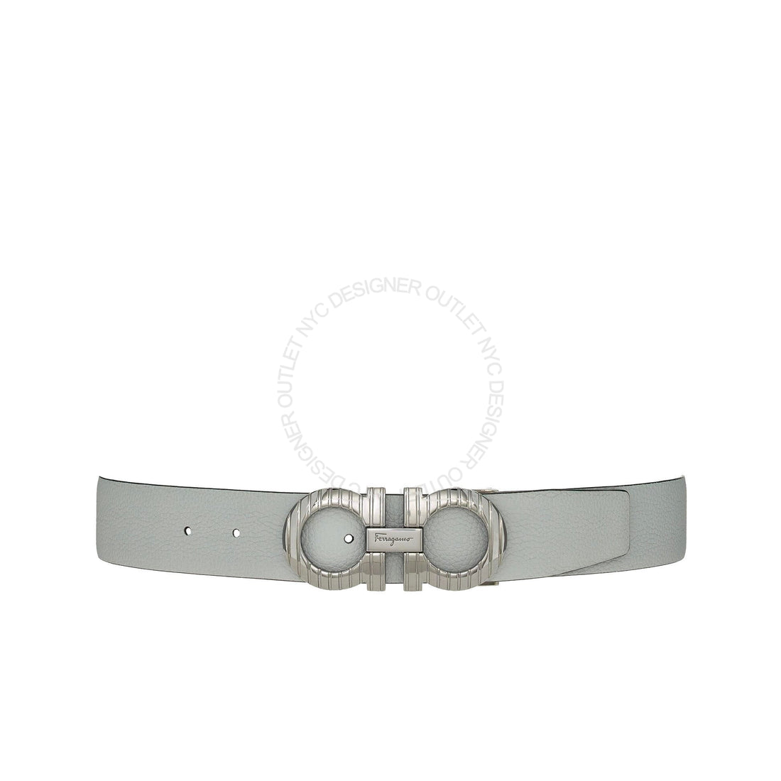 Ferragamo Black/Grey Leather Adjustable belt