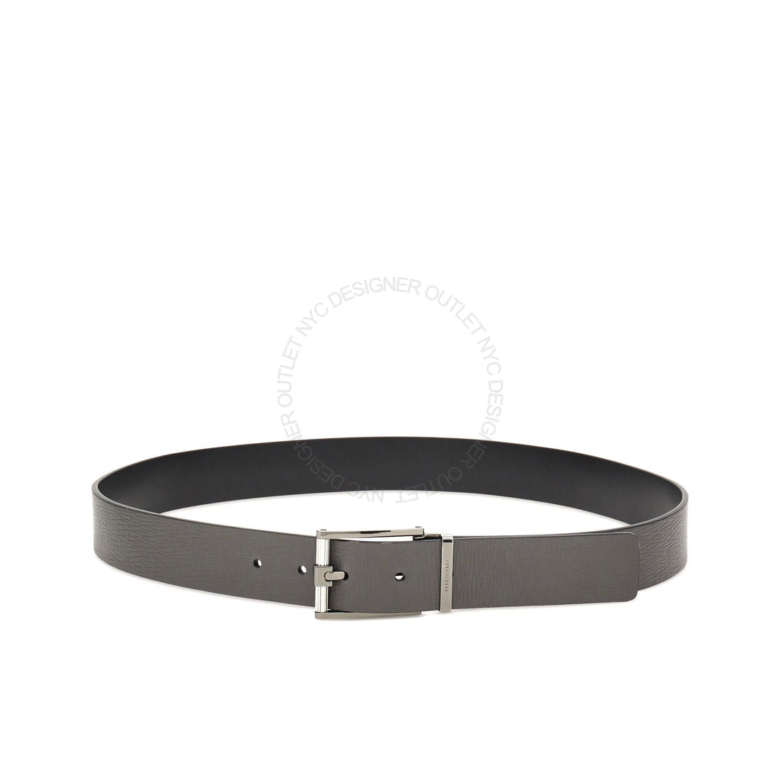 Ferragamo Black/Grey Leather Adjustable belt