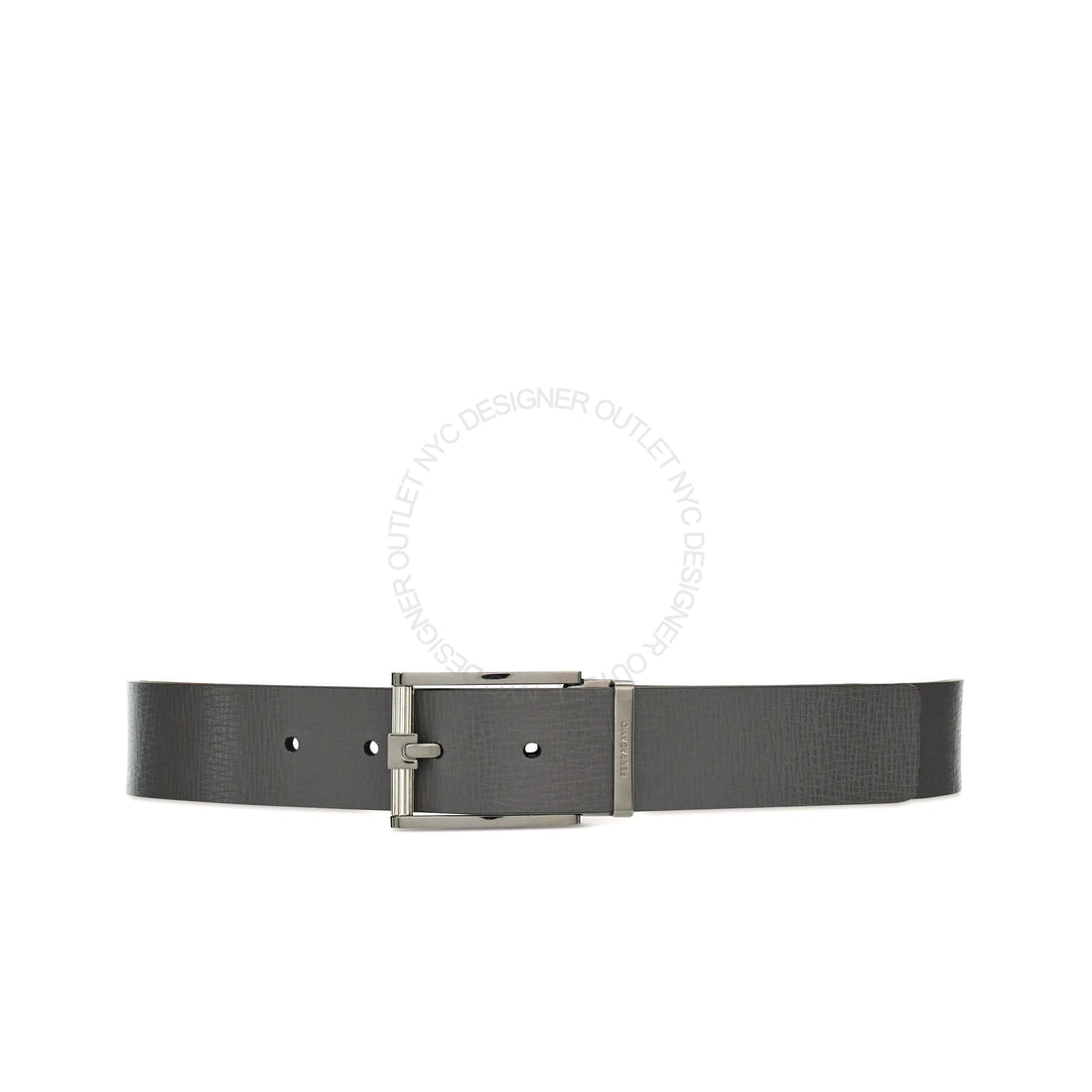 Ferragamo Black/Grey Leather Adjustable belt