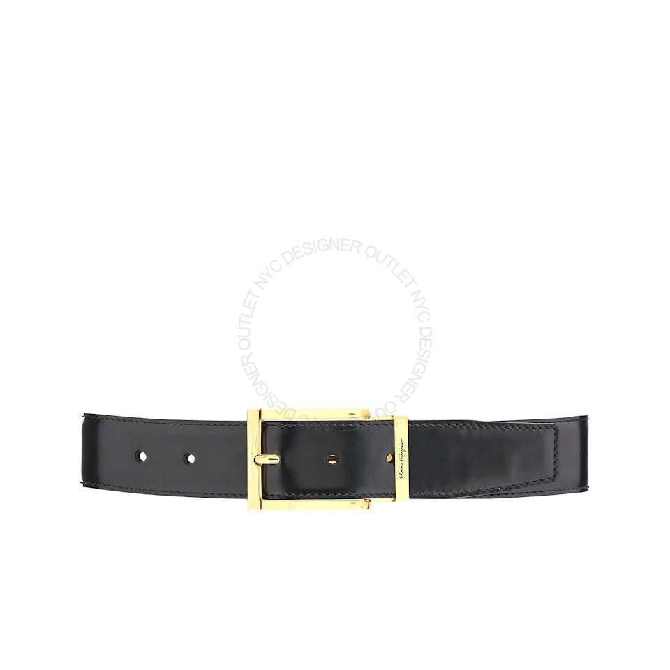 Ferragamo Black Brown Leather Adjustable & Reversible belt