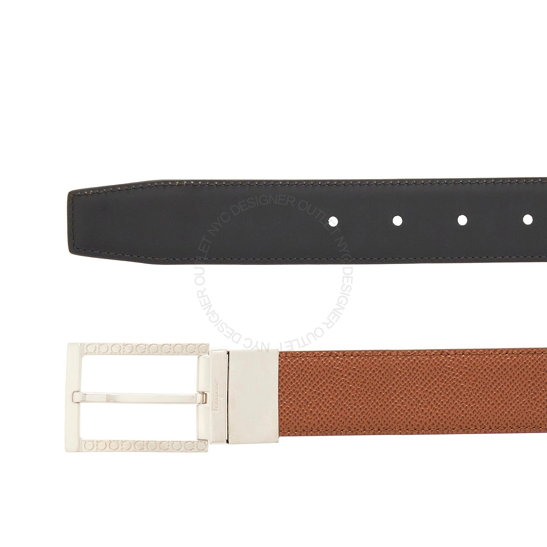 Ferragamo Black/Brown Leather Adjustable & Reversible belt