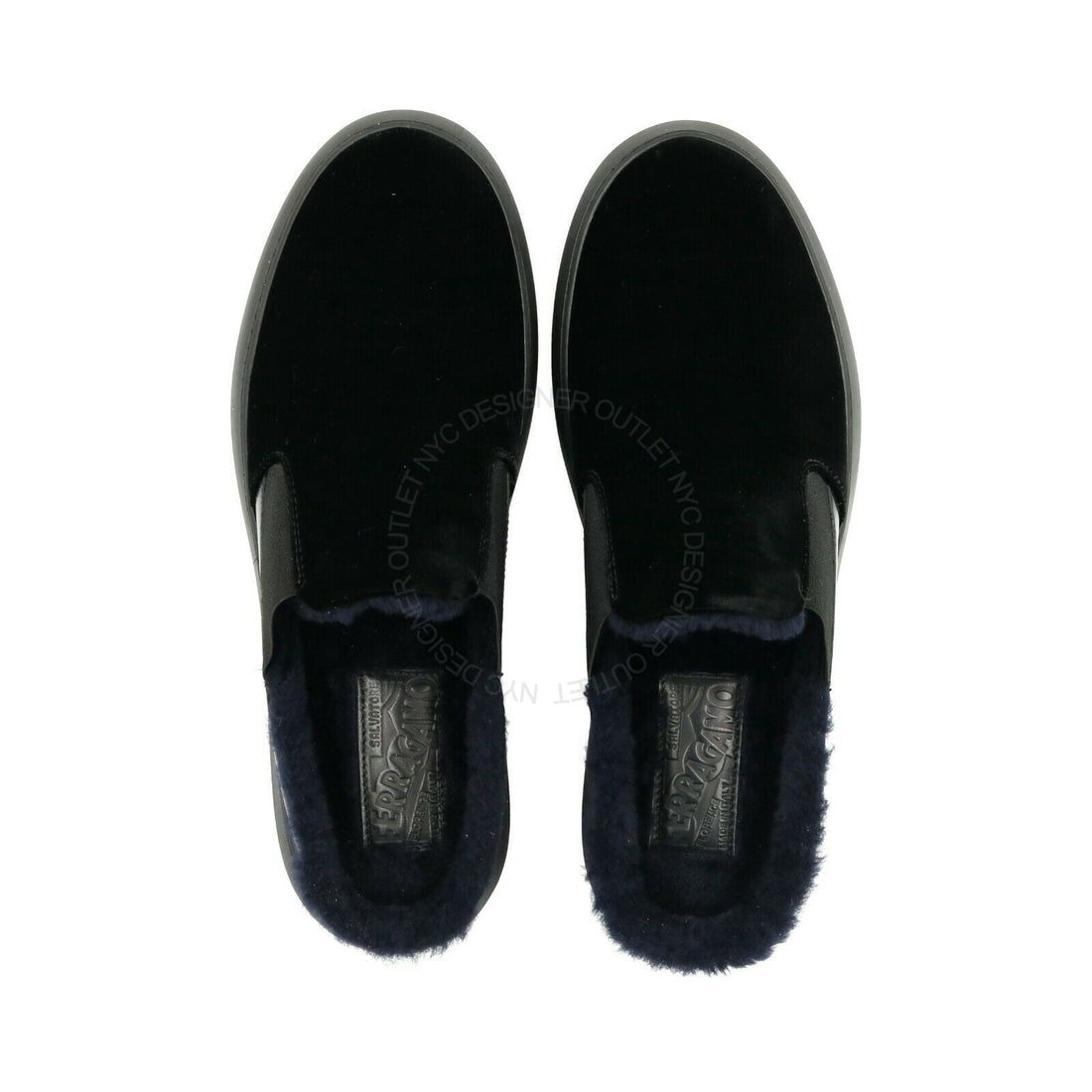 Ferragamo Douglas Velvet Fur Slippers