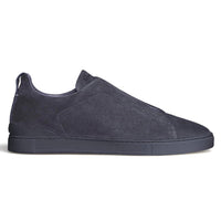Zegna Blue Suede Triple Stitch Sneaker