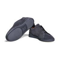 Zegna Blue Suede Triple Stitch Sneaker