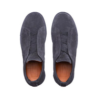 Zegna Blue Suede Triple Stitch Sneaker